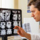 Doctor examing MRI reports